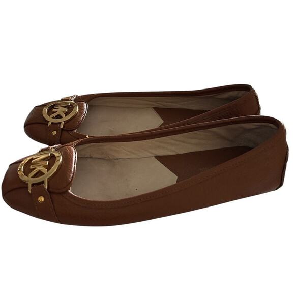 Michael Kors Saffiano Fulton Leather Shoes Moccasin Tan Color Size 7.5 M - Picture 5 of 8